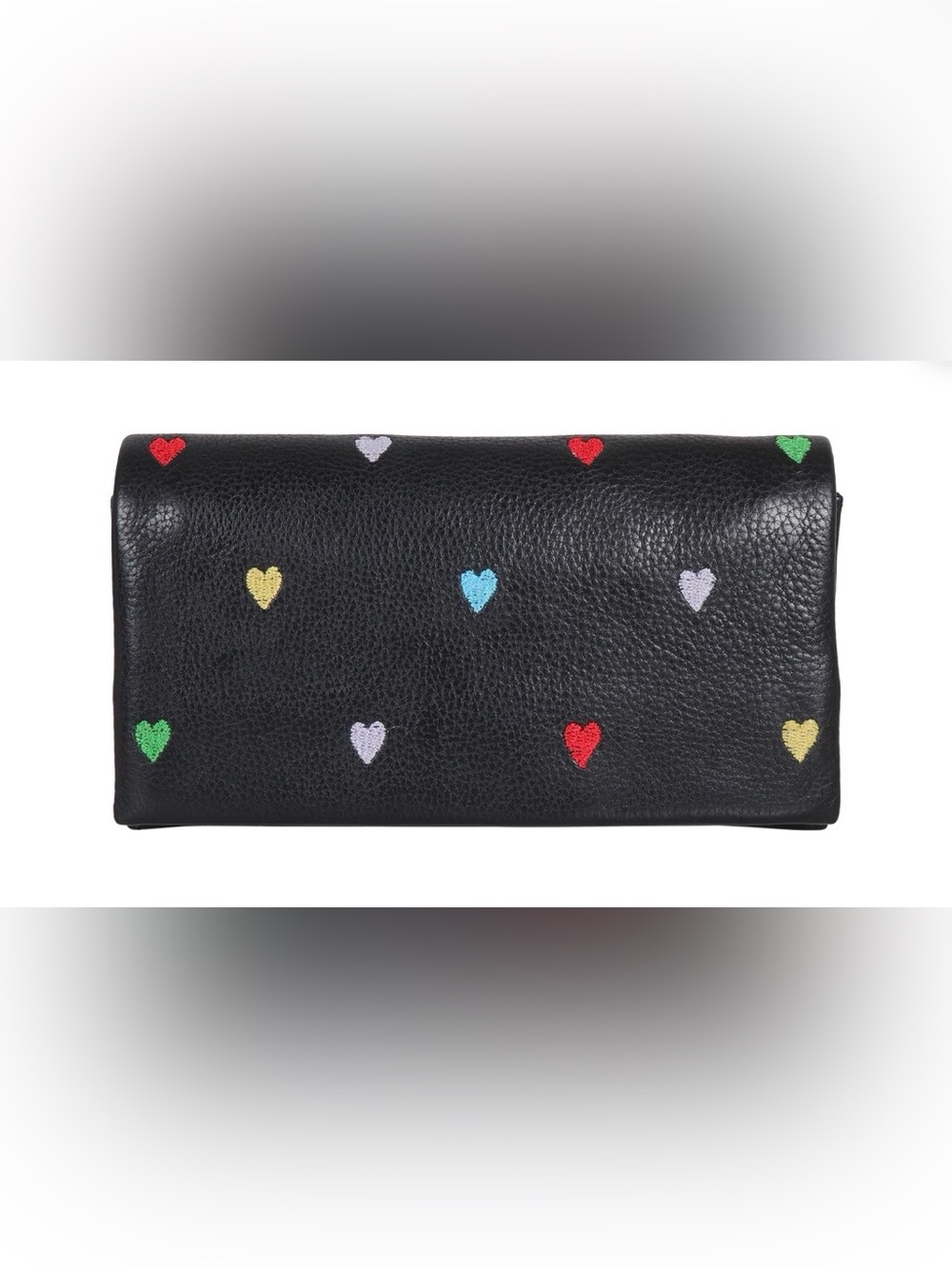 Latico Leather Wallet with Multicolor Heart Embroidery